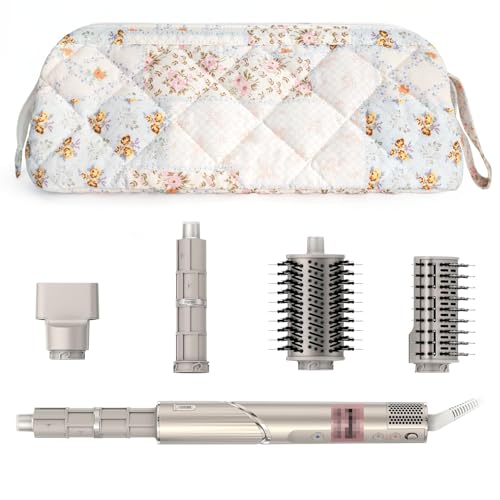 dadop Shark Flex Style Travel Case for Dyson Hair Dryer Airwrap Quilted Hair Tools Travel Bag Organizer Accessories Holder Curling Iron Carrying Case for Shark Dyson Revlon Spliced Flower - Image 1
