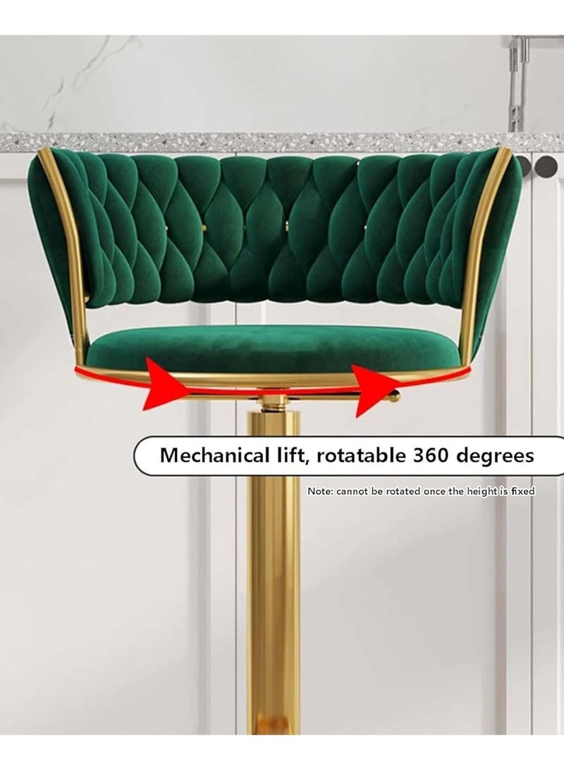DubaiGallery Velvet Woven Bar Stools, Modern Height Adjustable Swivel Barstools Counter Chairs with Back & Golden Metal Base for Pub, Kitchen, Cafe - Image 4