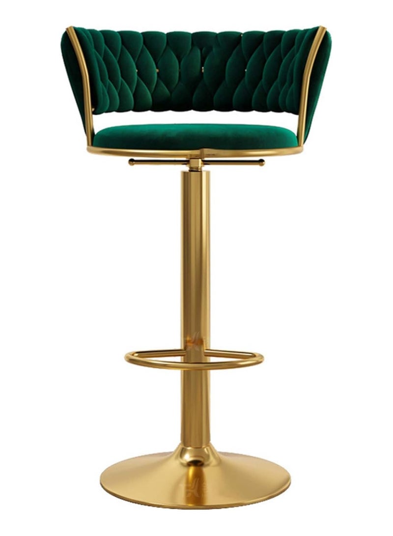 DubaiGallery Velvet Woven Bar Stools, Modern Height Adjustable Swivel Barstools Counter Chairs with Back & Golden Metal Base for Pub, Kitchen, Cafe - Image 1