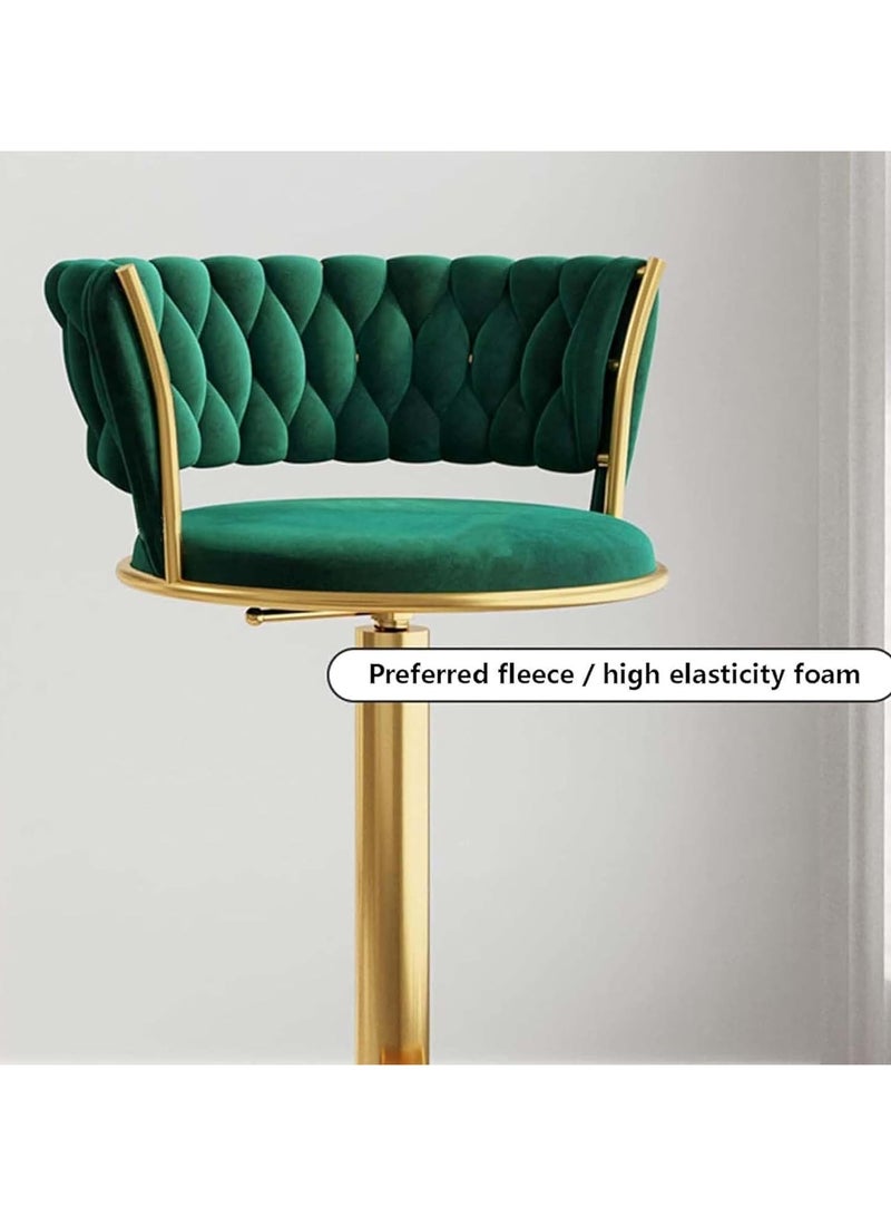 DubaiGallery Velvet Woven Bar Stools, Modern Height Adjustable Swivel Barstools Counter Chairs with Back & Golden Metal Base for Pub, Kitchen, Cafe - Image 2
