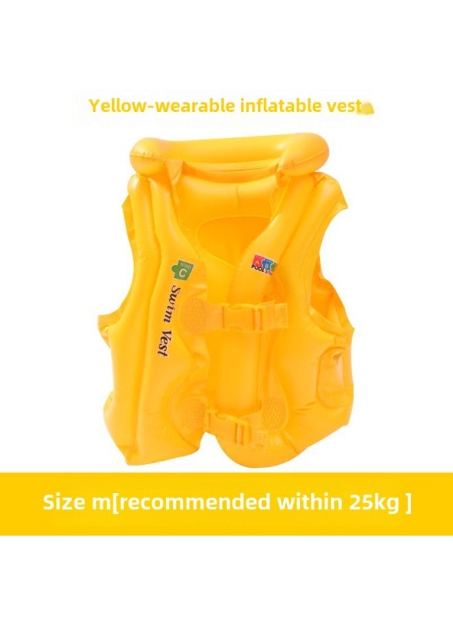 Generic Thickened Inflatable Water Sleeve Adult Double Airbag Swimming Ring Arm Ring OK Baby Floating Ring-Color:M Size Yellow Swimsuit - Image 1