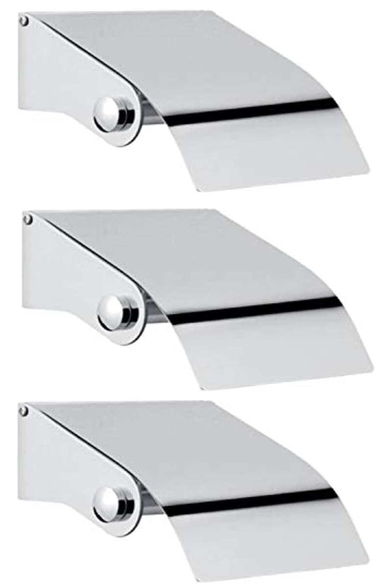 MLD MLD Stainless Steel Toilet Tissue Roll Holder Paper Stand Dispenser Wall Mounted Toilet Paper Holder Bathroom Tissue Towel Accessory (Material- Stainless Steel, Silver) Pack of -3 - Image 1