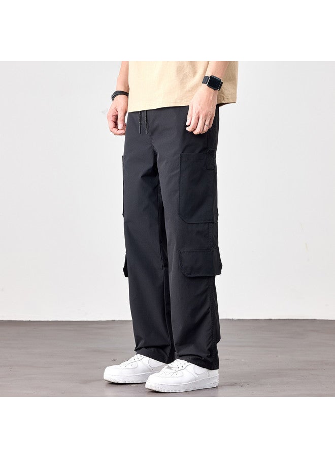 EPTISON سروال كاجوال فضفاض للرجال مع جيوب كبيرة - بنطلون كارجو متعدد الاستخدامات من الشارع الأمريكي لصيف 2025 بساق مستقيمة - Image 4