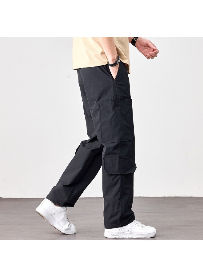EPTISON سروال كاجوال فضفاض للرجال مع جيوب كبيرة - بنطلون كارجو متعدد الاستخدامات من الشارع الأمريكي لصيف 2025 بساق مستقيمة - Image 2