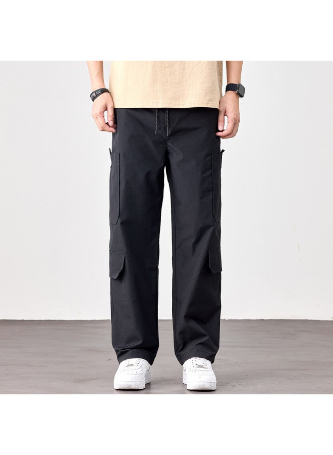 EPTISON سروال كاجوال فضفاض للرجال مع جيوب كبيرة - بنطلون كارجو متعدد الاستخدامات من الشارع الأمريكي لصيف 2025 بساق مستقيمة - Image 3