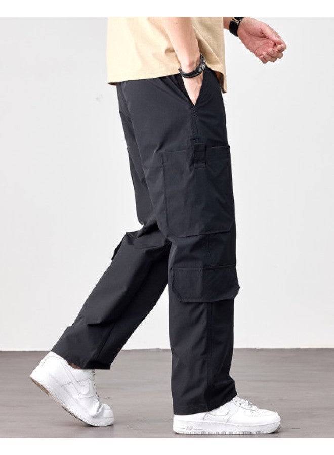 EPTISON سروال كاجوال فضفاض للرجال مع جيوب كبيرة - بنطلون كارجو متعدد الاستخدامات من الشارع الأمريكي لصيف 2025 بساق مستقيمة - Image 1