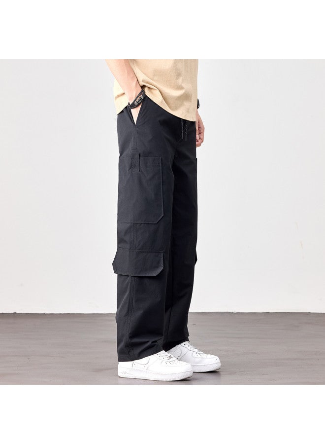 EPTISON سروال كاجوال فضفاض للرجال مع جيوب كبيرة - بنطلون كارجو متعدد الاستخدامات من الشارع الأمريكي لصيف 2025 بساق مستقيمة - Image 5