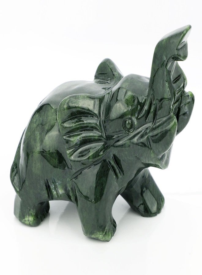 gemshan Jade Green Elephant Statues - Feng Shui Figurine Bring Wealth Lucky for Desk Decor Gift - Image 5
