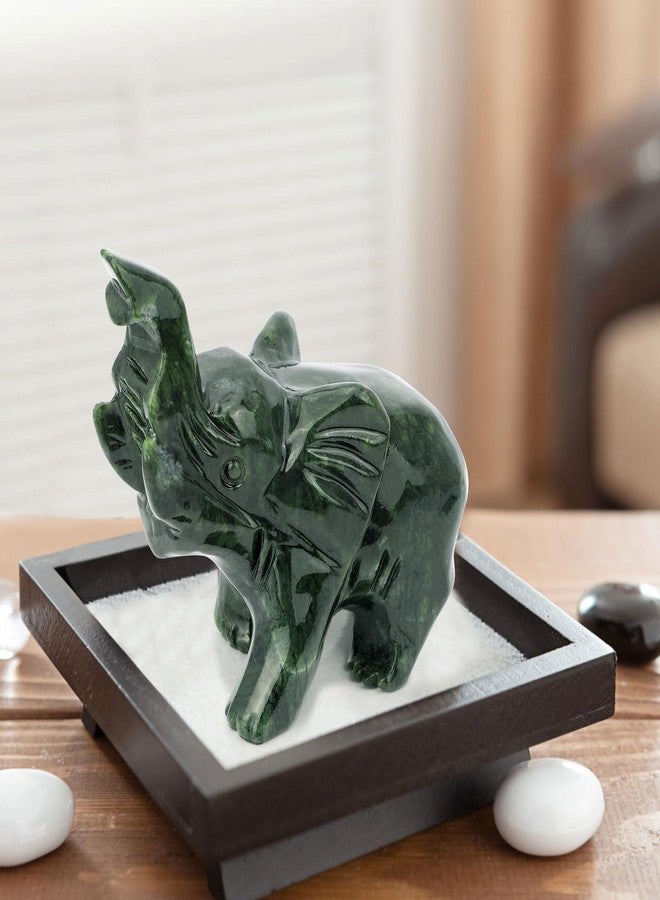 gemshan Jade Green Elephant Statues - Feng Shui Figurine Bring Wealth Lucky for Desk Decor Gift - Image 3