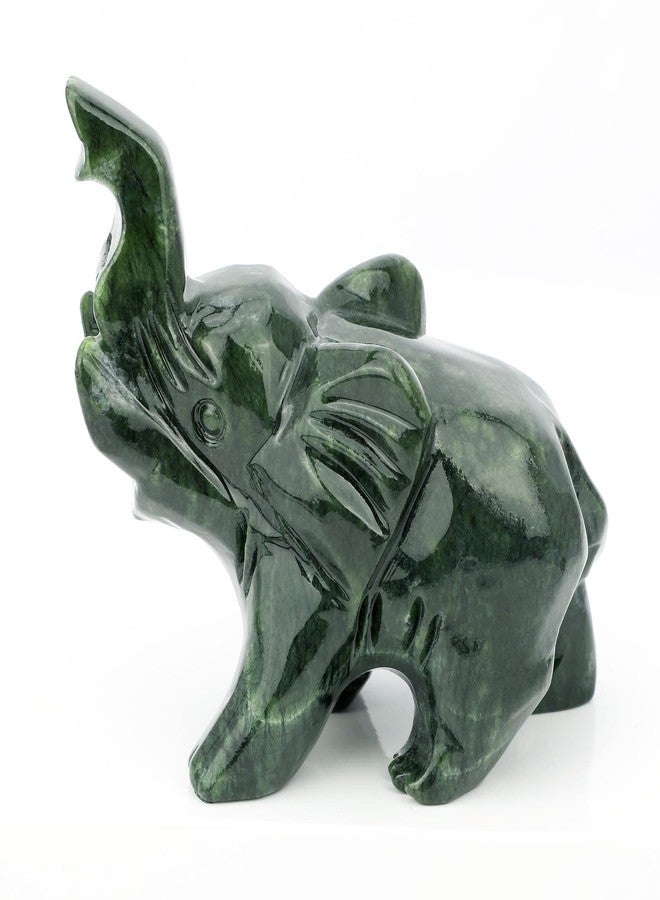 gemshan Jade Green Elephant Statues - Feng Shui Figurine Bring Wealth Lucky for Desk Decor Gift - Image 1
