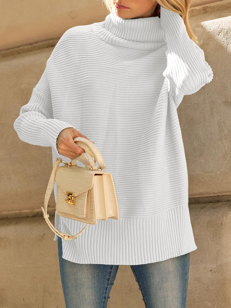LILLUSORY Womens Turtleneck Oversized Tunic Early Fall Fashion Must Have Sweaters 2025 Casual Long Pullover Plus Size Winter Cute Poncho Cozy Work Old Money Clothes Outfits Clothing Tops Leggings - Image 5