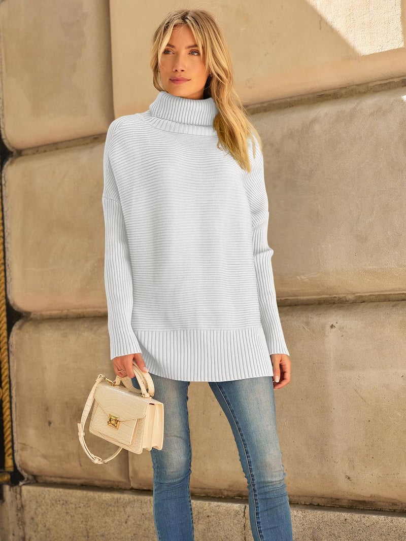LILLUSORY Womens Turtleneck Oversized Tunic Early Fall Fashion Must Have Sweaters 2025 Casual Long Pullover Plus Size Winter Cute Poncho Cozy Work Old Money Clothes Outfits Clothing Tops Leggings - Image 1