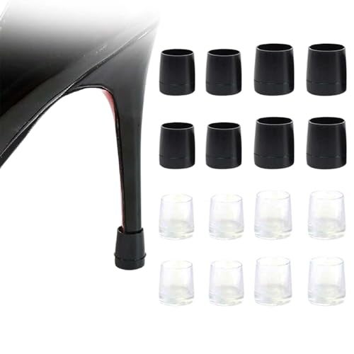 Homeaura Protective Heel Covers for Women - 8 Pcs High Heel Protectors, Heel Stoppers for Wedding, Grass, Gravel, Wetlands Outdoor Events (2_S & 2_M Size Black + 2_S & 2_M Size Clear) - Image 1