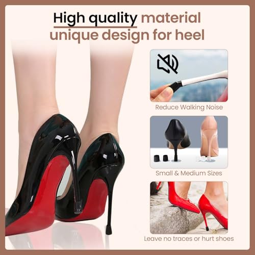Homeaura Protective Heel Covers for Women - 8 Pcs High Heel Protectors, Heel Stoppers for Wedding, Grass, Gravel, Wetlands Outdoor Events (2_S & 2_M Size Black + 2_S & 2_M Size Clear) - Image 4