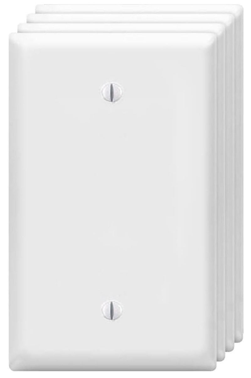 ZEFTV Blank Wall Plates 1-Gang blank Switch Outlet Electrical Cover Plate Unbreakable Thermoplastic Faceplate for Light Receptacle Outlet Switch, White (4 Pack) - Image 1