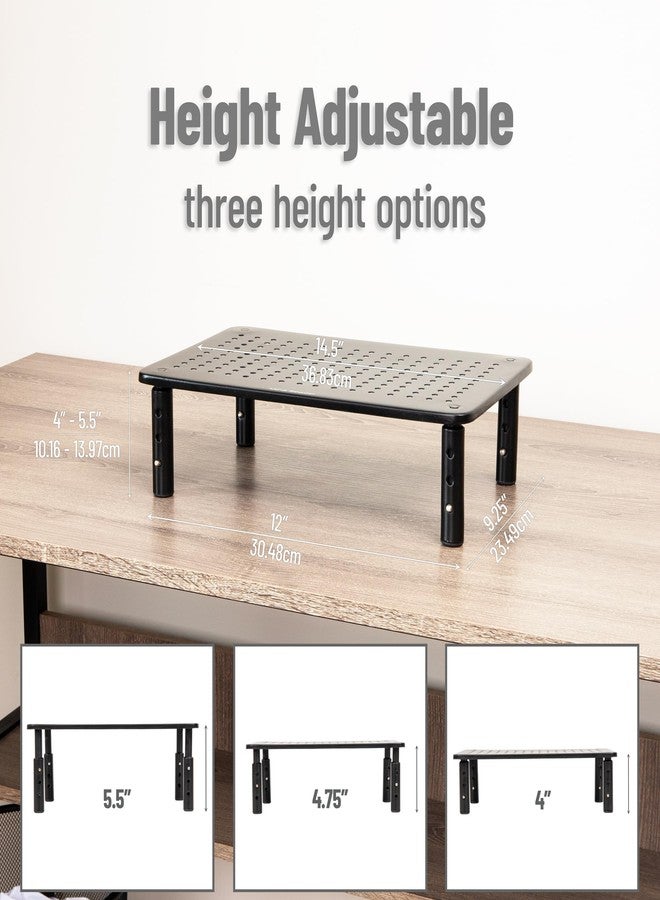 Mind Reader Monitor Stand, Height Adjustable, Ventilated Laptop Riser, Office, Metal, 14.5"L x 9.25"W x 4-5.5"H, Black - Image 3
