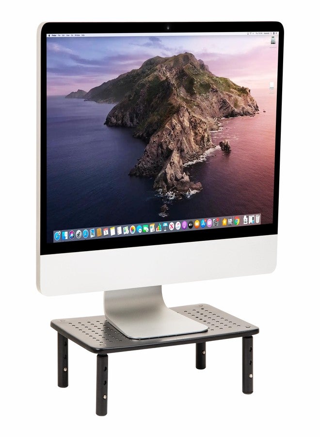 Mind Reader Monitor Stand, Height Adjustable, Ventilated Laptop Riser, Office, Metal, 14.5"L x 9.25"W x 4-5.5"H, Black - Image 1