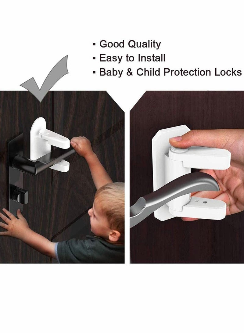 SOLARAE Door Handle Lock, Child Proof Doors & Handles, Door Handle Lock, Child Proof Door Lever Lock, 3M Adhesive Minimalist Design, No Drilling Child Safety Door Handle Locks (2 Pack) - Image 3