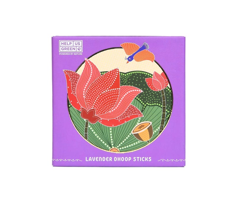 HELP US GREEN HELP US GREEN Fragrance Lavender and Sandalwood Flavour Dhoop Sticks for Pooja 50 pcs Pack of 2 Dhup Batti with Holder Agarbatti Incense Stick Sandal Cones Cup Sambrani 25 SticksPack - Image 2