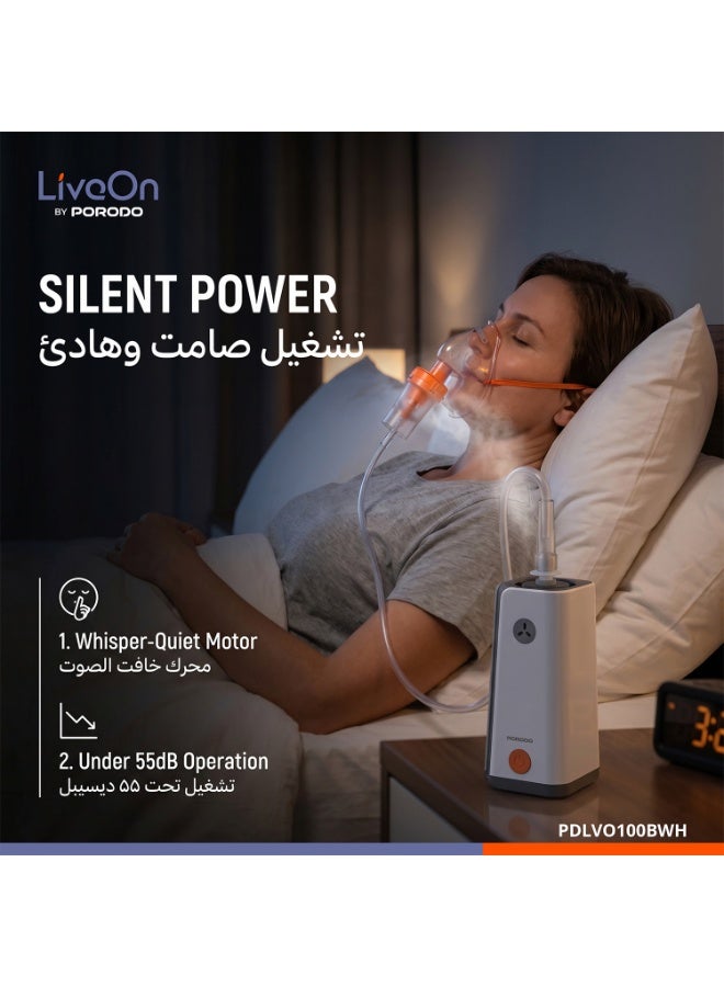 porodo LiveOn Nebulizer with 8mL Medicine Cup, 1200mAh Battery, USB-C Charging, Compact Design, Dual Mask Compatibility, Medical Grade - Image 4