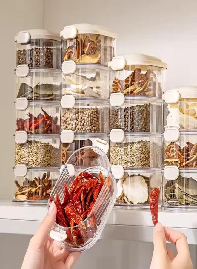 VEPROIX Stackable 4-Layer Transparent Spice Storage Container – Multipurpose Airtight Organizer Box for Kitchen Herbs, Masala, Dry Fruits, Seeds, Space-Saving Plastic Jars with Locking Lids (1 Pack) - Image 3