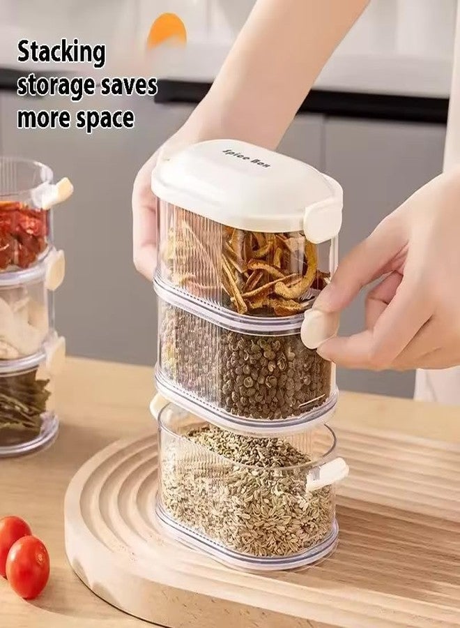 VEPROIX Stackable 4-Layer Transparent Spice Storage Container – Multipurpose Airtight Organizer Box for Kitchen Herbs, Masala, Dry Fruits, Seeds, Space-Saving Plastic Jars with Locking Lids (1 Pack) - Image 2