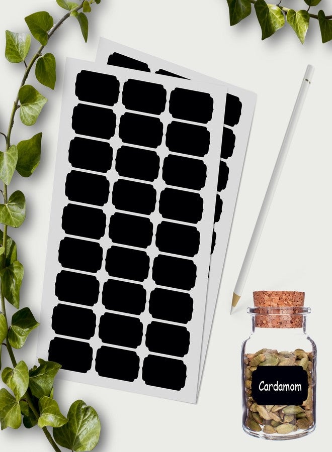 BAASC - Vinyl Black Labels for Mason Jar Glass Bottle, Decals Craft, Kitchen Waterproof Jar Labels Stickers with White Pencil ((54 PC)) - Image 1