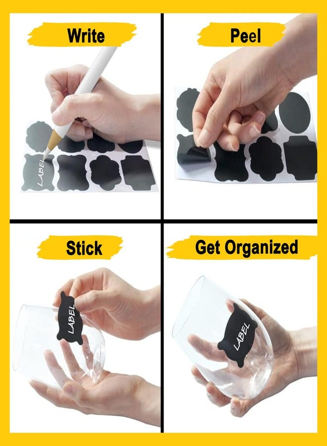 BAASC - Vinyl Black Labels for Mason Jar Glass Bottle, Decals Craft, Kitchen Waterproof Jar Labels Stickers with White Pencil ((54 PC)) - Image 3