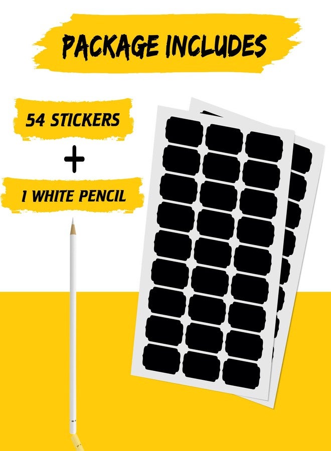 BAASC - Vinyl Black Labels for Mason Jar Glass Bottle, Decals Craft, Kitchen Waterproof Jar Labels Stickers with White Pencil ((54 PC)) - Image 2