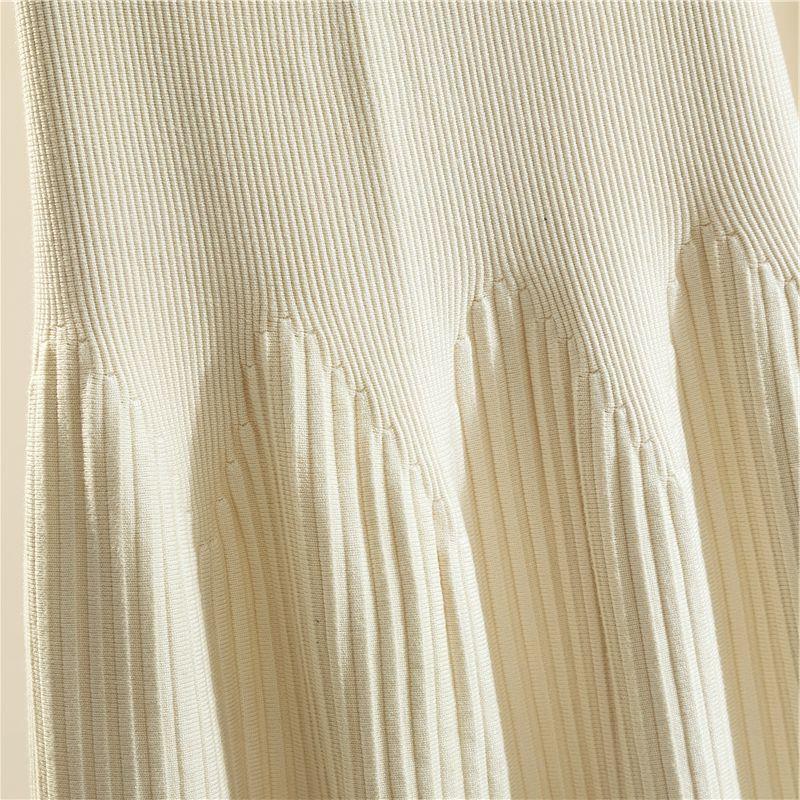 New Mid-Length Dress A- Line All-Match Knitted Skirt Women'S Western-Style Pleated Skirt Elegant Slim-Looking Hip Covering Q97 - Image 4