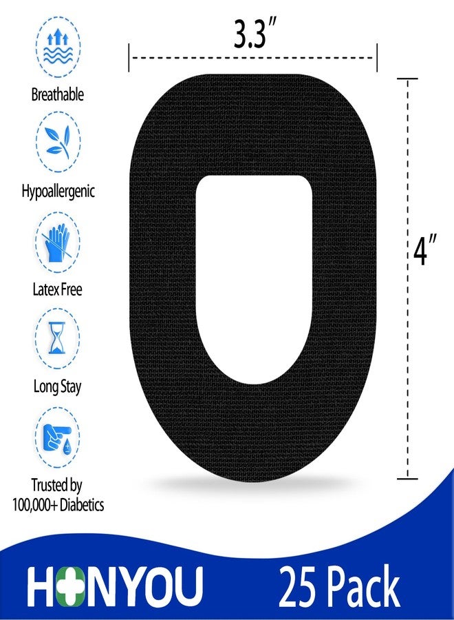 HONYOU 25Pack Omnipod 5 Overpatches Waterproof & Sweatproof, Pod Pals Omni Pod 5 Adhesive Overlay Hypoallergenic & Latex Free Omnipod 5 Patches, Black - Image 5