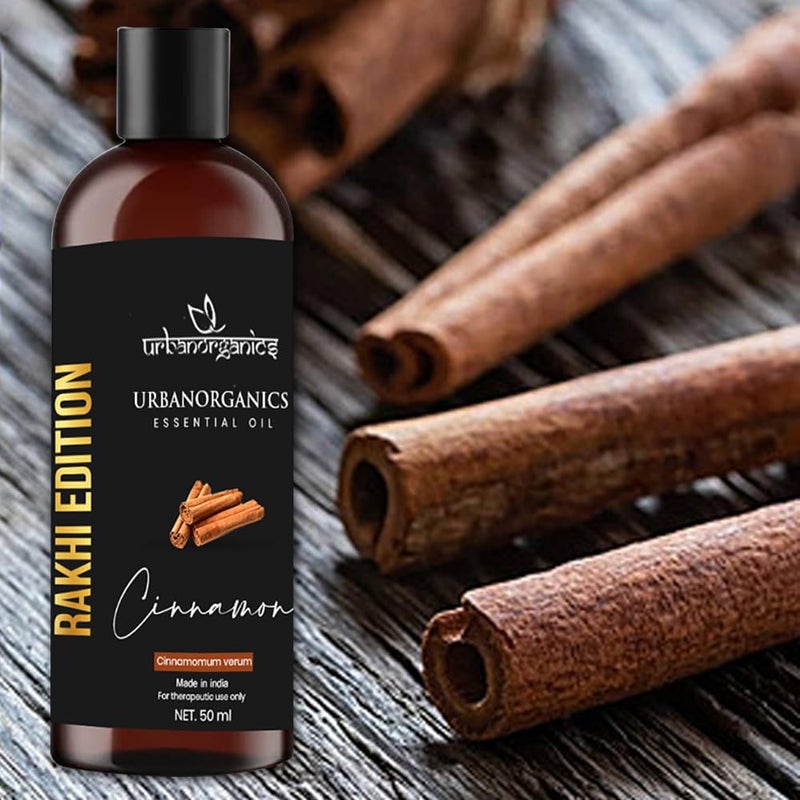 Urbanorganics Urbanorganics Luxurious Rakhi Combo I 100 Pure Natural Essential Oil 50 ml with Beautiful Rakhi I Best Rakhi Gift for Brother Sister I Healthy Glowing Skin Cinnamon  - Image 3