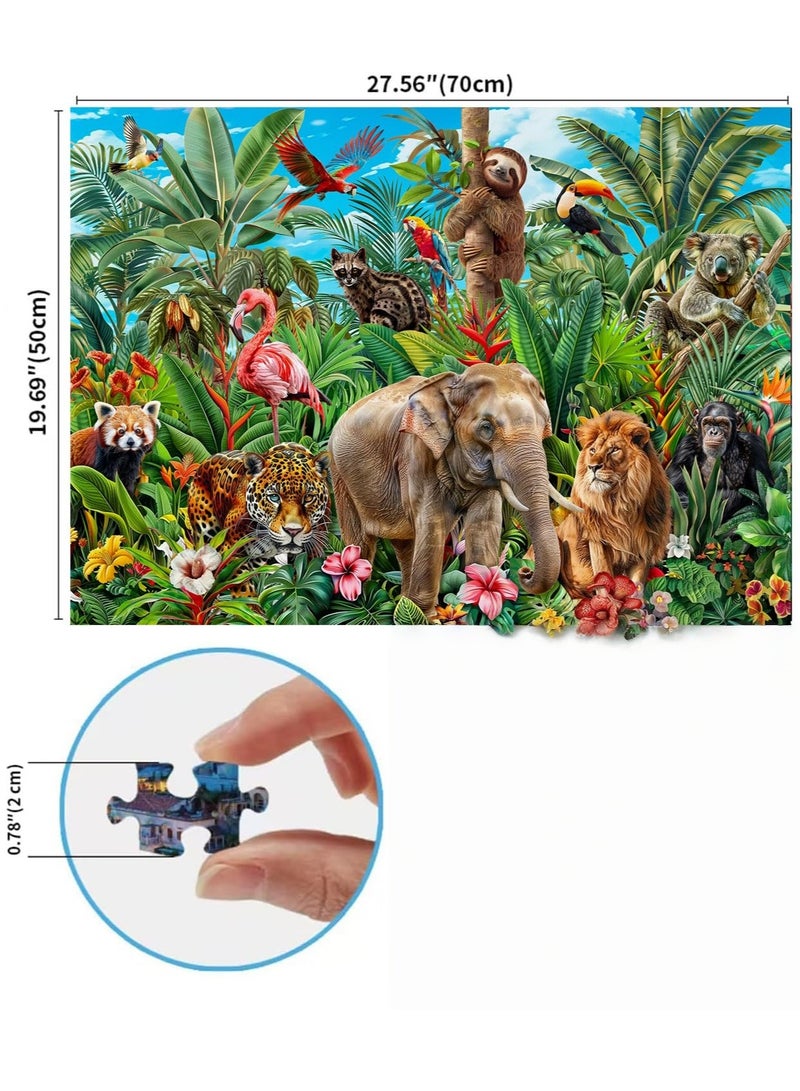 السيد باندا احجية الصور المقطوعة 1000 قطعة للبالغين والمراهقين، احجية عالم حيوانات الغابة الاستوائية (عائلة الحيوانات) - Image 2