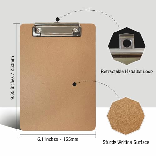 Uzant Mini Clipboards, 32 Pack 6" x 9" Small Clipboards Bulk, Wooden Memo Mini Clip Boards with Low Profile Clip, Hanging Loop for Office Home Classroom Supplies - Image 3
