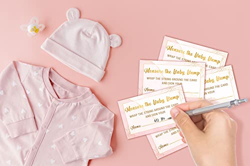 Gihyan Baby Shower Game Set, Measure The Baby Bump(1 Standing Sign + 50 Find Cards), Gold Foil How Big is Mommy's Belly Party Game, Blush Pink Baby Shower/Gender Reveal Party Favor Decor(A03) - Image 4