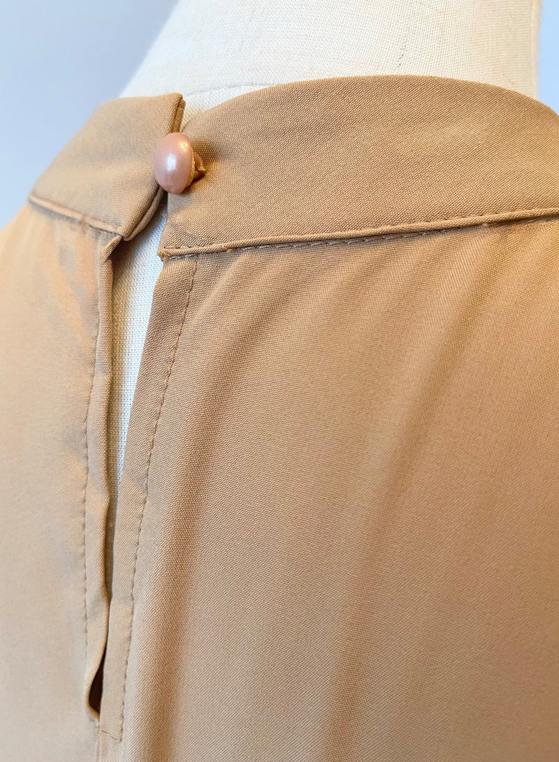 SOLOBUY Dresses Abaya, Color Bronze, Long Sleeves, Ties On The Sides, Collar Funnel, Maxi  - Image 4