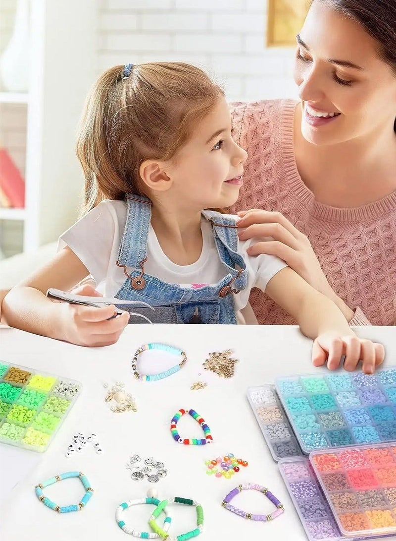 Bukela 15000PCS 144 Colors Clay Beads Bracelet Kit , Includes Letter Beads, Charms, Glow Beads & Flower Beads,  Ultimate Friendship & Jewelry Craft Kit for Girls & Boys - Image 5