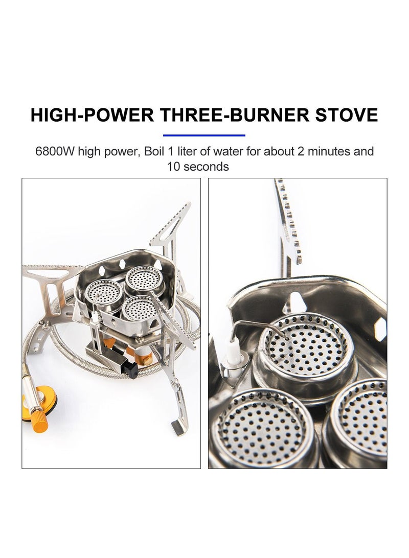 إيفرين ثلاث شعلات عالية الطاقة ، موقد تخييم سياحي ، موقد غاز كبير الطاقة ، أواني طهي ، فرن محمول ، مستلزمات سياحة شواء نزهة ، ترفيه في الهواء الطلق - Image 5