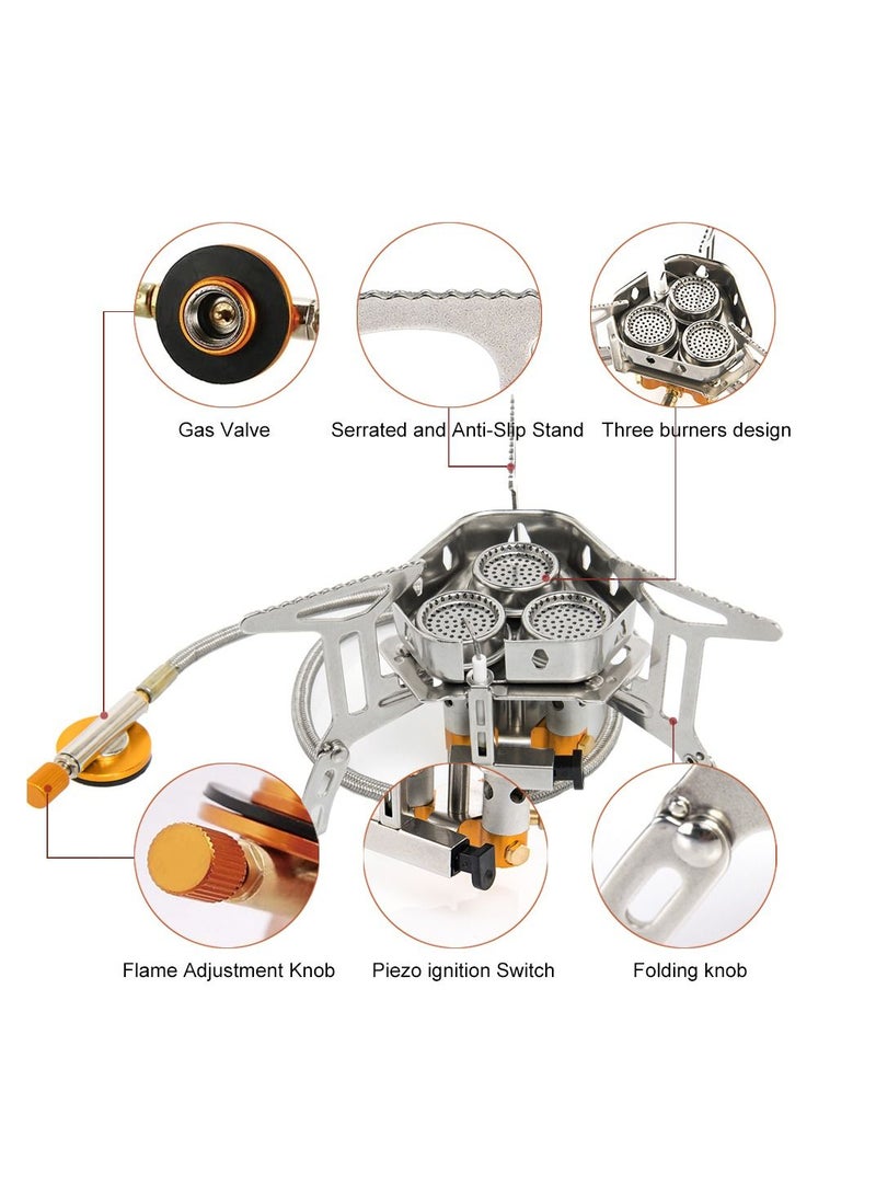 إيفرين ثلاث شعلات عالية الطاقة ، موقد تخييم سياحي ، موقد غاز كبير الطاقة ، أواني طهي ، فرن محمول ، مستلزمات سياحة شواء نزهة ، ترفيه في الهواء الطلق - Image 4