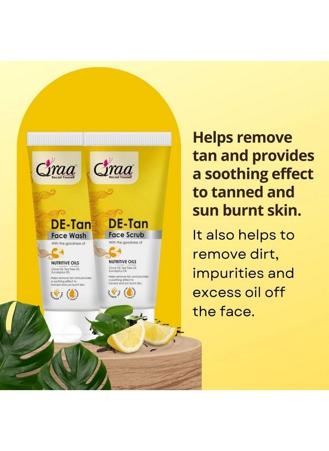 Qraa De Tan Combo Pack | Helps In Tan Removal & Dirt | Improves Pigmentation & Uneven Skin Tone | De Tan Scrub 100Gm & De Tan Face Wash 100Gm | Pack Of 2 (200, 2)  - Image 2