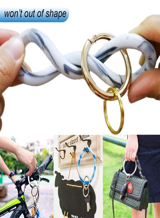 ETHOON Wristlet Keychain Circle Silicone Bangle Keyring Oversized Bracelet Key Ring Holder for Women, Glittery Pink - Image 4