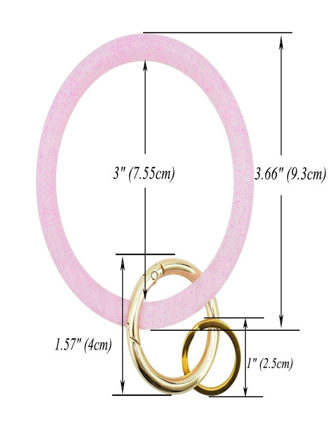 ETHOON Wristlet Keychain Circle Silicone Bangle Keyring Oversized Bracelet Key Ring Holder for Women, Glittery Pink - Image 2
