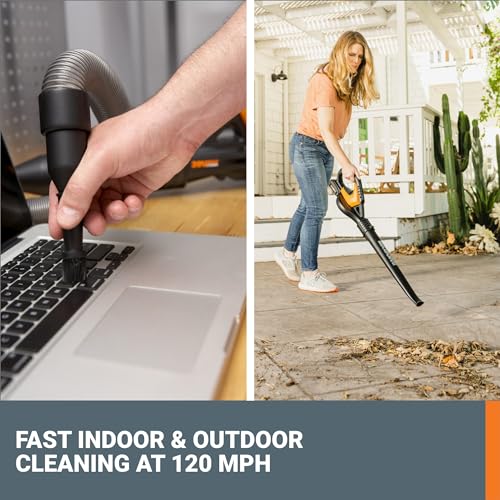 WORX WG545.1 20V Cordless Leaf Blower, Electric Blowers for Lawn Care with 120 MPH & 3.5 Lbs, Long Nozzle Design for Narrow Spaces with Cleaning Attachments, Battery & Charger Included - Image 4