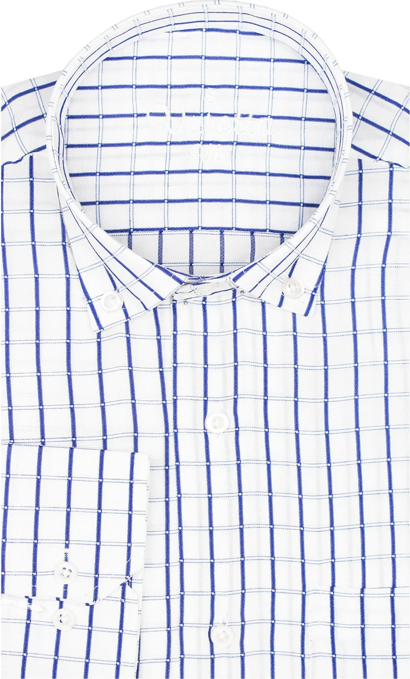 فاريتا Men's Parliament Checkered Pattern Long Sleeve Button Down Collar Classic Cut Shirt