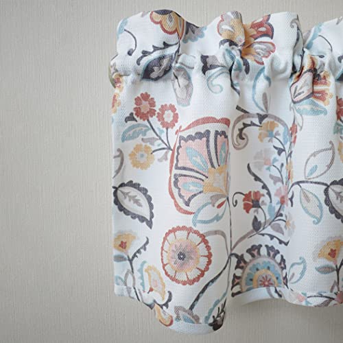 No. 918 Signy Jacobean Pattern Semi-Sheer Rod Pocket Kitchen Curtain Valance, White, 54" W x 14" L - Image 2