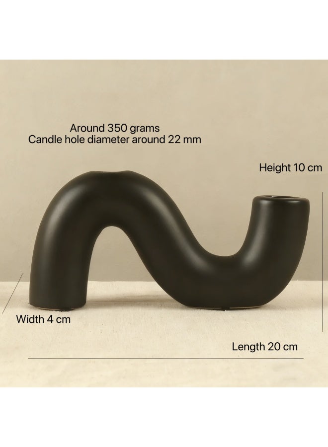 Firasa European-style simple romantic creative ceramic candlestick Ceramic Candle Holder Black Ramadan Eid premium gift Home Decor - Image 3