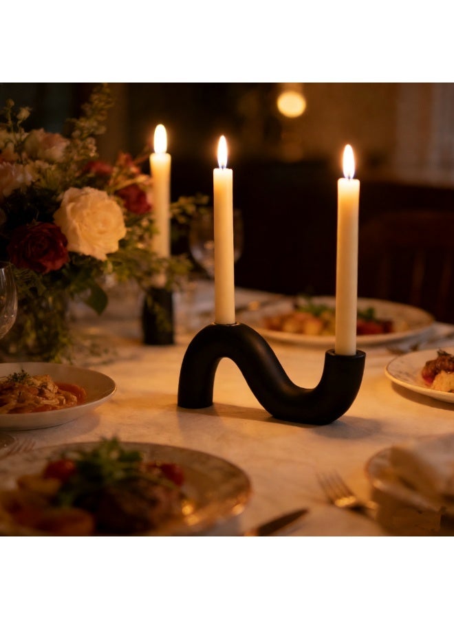 Firasa European-style simple romantic creative ceramic candlestick Ceramic Candle Holder Black Ramadan Eid premium gift Home Decor - Image 1