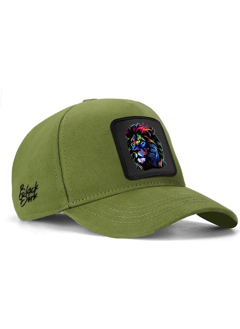 Black Börk V1 Baseball Kids Lion - Unisex Light Green Children's Hat (Cap) with 7 Code Logo  - Image 1