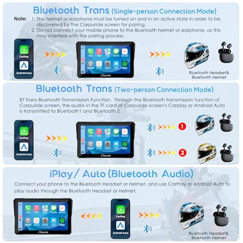 Carpuride W702PRO for Motorcycle CarPlay& Android Auto& Dual Bluetooth - 7" Waterproof GPS Navigation Screen for Motorbike, Music Sharing, Intercom, EQ, Light Sensor, Compass, Barometer - Image 4