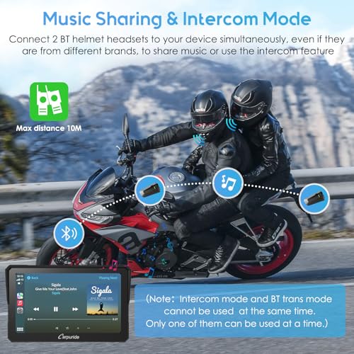 Carpuride W702PRO for Motorcycle CarPlay& Android Auto& Dual Bluetooth - 7" Waterproof GPS Navigation Screen for Motorbike, Music Sharing, Intercom, EQ, Light Sensor, Compass, Barometer - Image 3